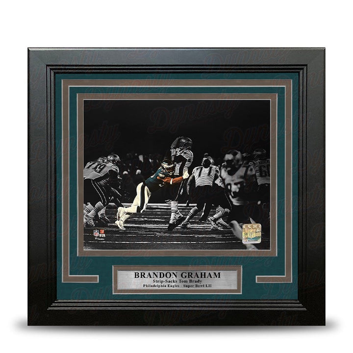 Dynasty Sports & Framing Framed Football Photos Brandon Graham Sacks Tom Brady Philadelphia Eagles 8" x 10" Super Bowl LII Blackout Framed Football Photo