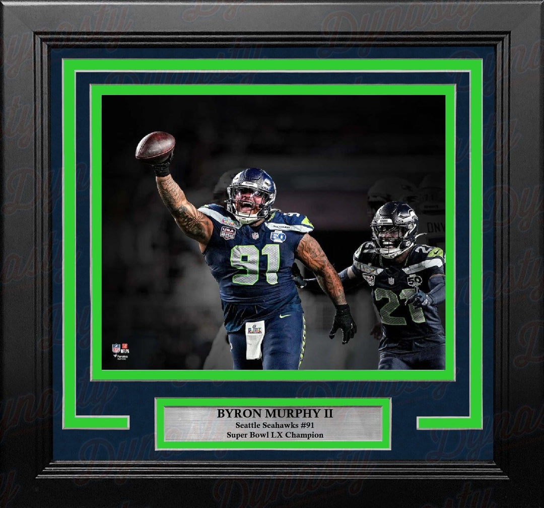 Dynasty Sports & Framing Framed Football Photos Byron Murphy Super Bowl LX Fumble Recovery Seattle Seahawks 8" x 10" Framed Football Photo