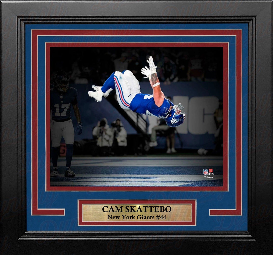 Dynasty Sports & Framing Framed Football Photos Cam Skattebo Touchdown Celebration Backflip New York Giants 8" x 10" Framed Blackout Football Photo