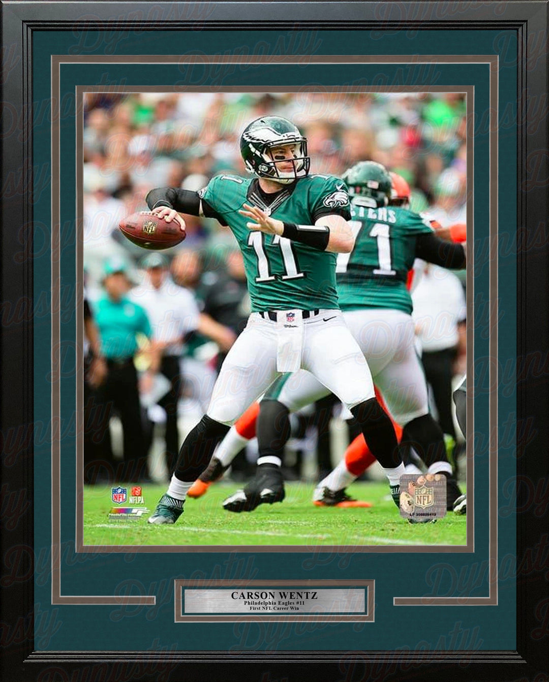 Dynasty Sports & Framing Framed Football Photos Carson Wentz First Career Win Philadelphia Eagles 16" x 20" Framed Football Photo