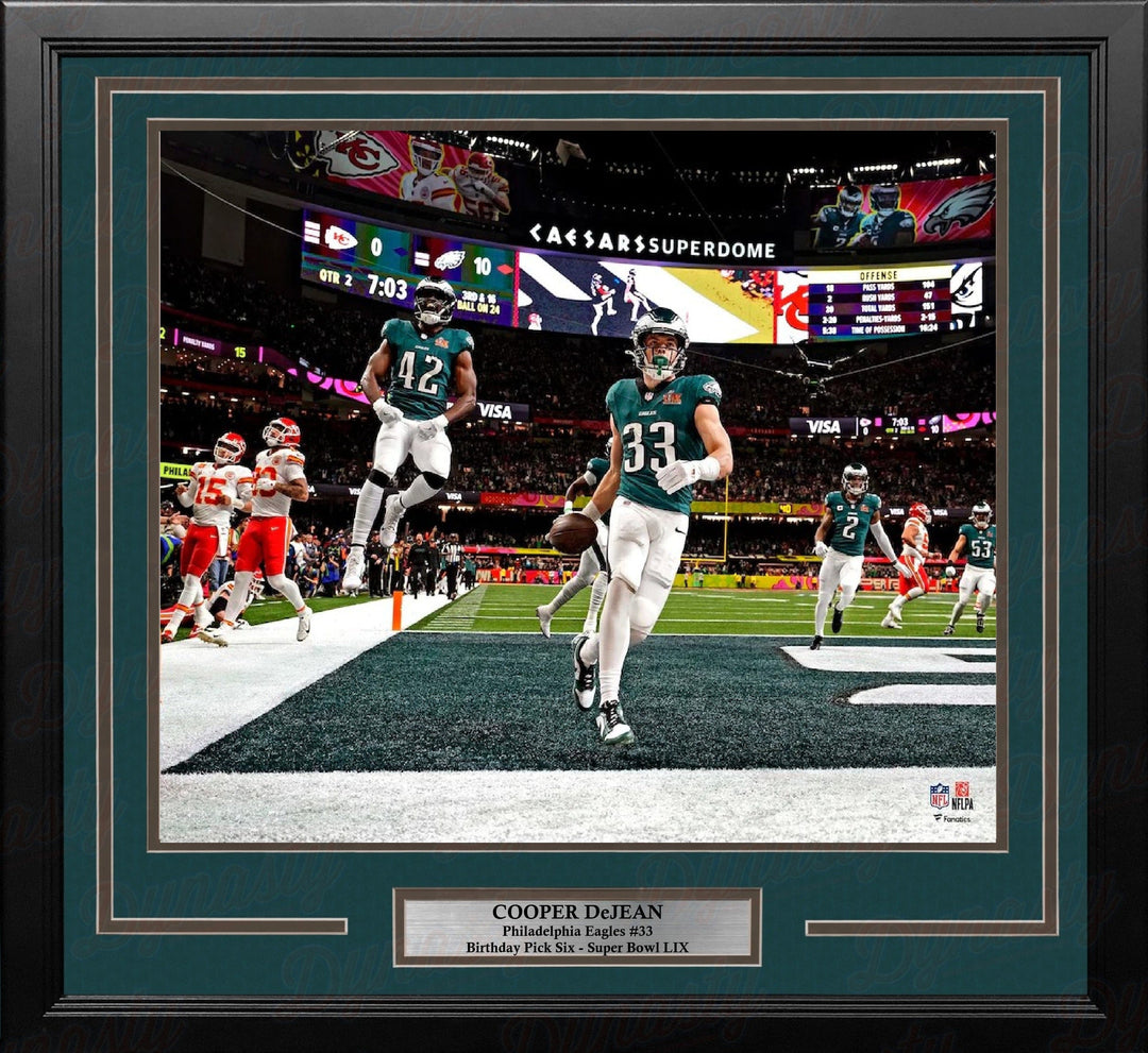 Dynasty Sports & Framing Framed Football Photos Cooper DeJean Super Bowl LIX Pick Six Philadelphia Eagles 16" x 20" Framed Football Photo