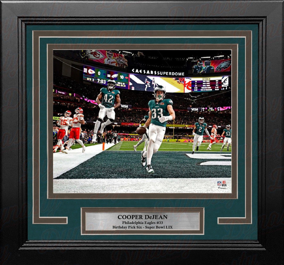 Dynasty Sports & Framing Framed Football Photos Cooper DeJean Super Bowl LIX Pick Six Philadelphia Eagles 8" x 10" Framed Football Photo