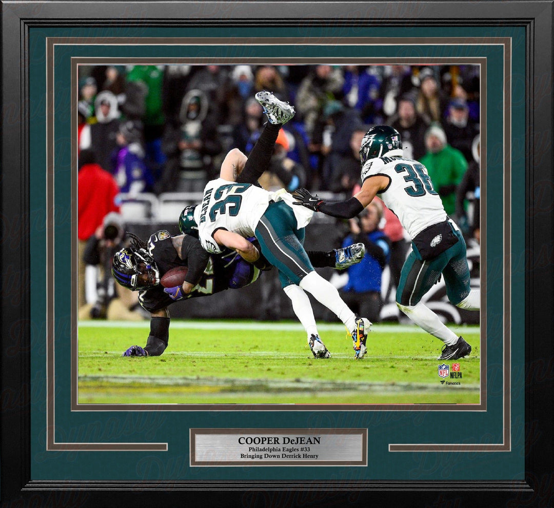 Dynasty Sports & Framing Framed Football Photos Cooper DeJean Tackles Derrick Henry Philadelphia Eagles 11" x 14" Framed Football Photo