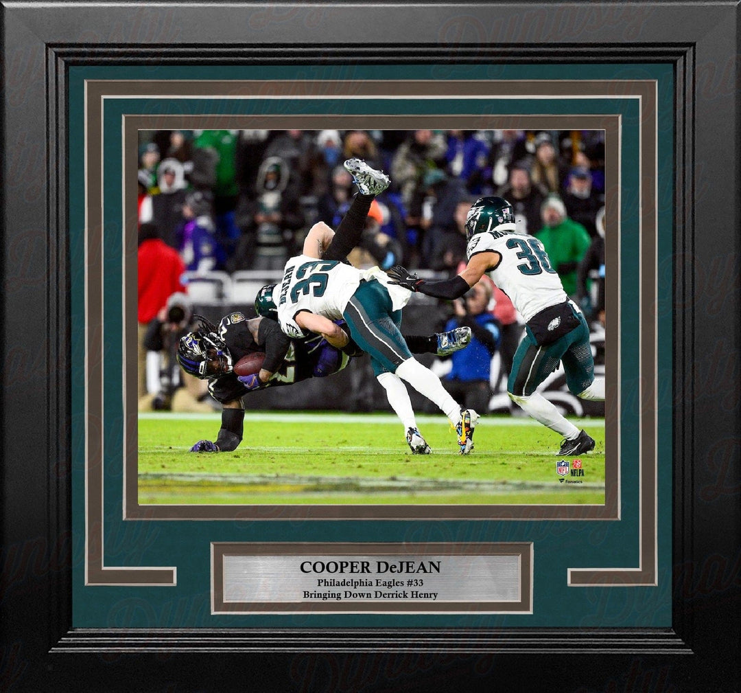 Dynasty Sports & Framing Framed Football Photos Cooper DeJean Tackles Derrick Henry Philadelphia Eagles 8" x 10" Framed Football Photo