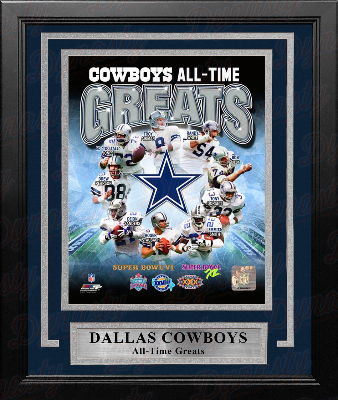 Dynasty Sports & Framing Framed Football Photos Dallas Cowboys All-Time Greats 8" x 10" Framed Football Photo