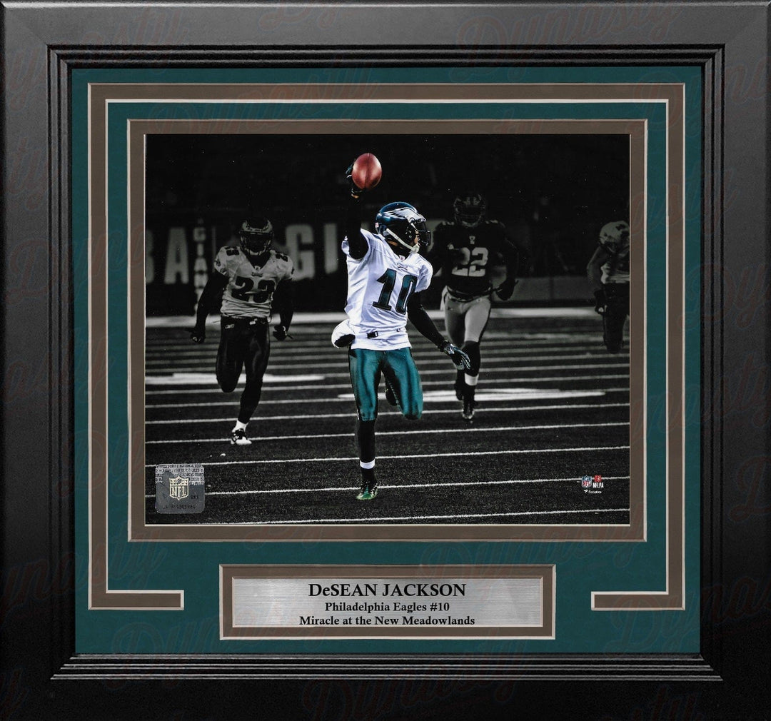 Dynasty Sports & Framing Framed Football Photos DeSean Jackson Miracle at the New Meadowlands Philadelphia Eagles 8" x 10" Framed Blackout Photo