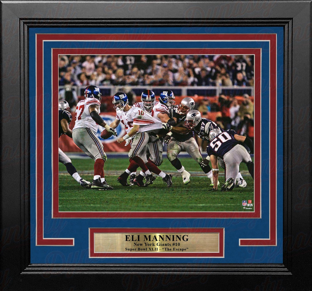 Dynasty Sports & Framing Framed Football Photos Eli Manning Super Bowl XLII Escape New York Giants 8" x 10" Framed Football Photo