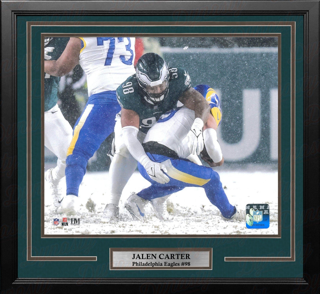 Dynasty Sports & Framing Framed Football Photos Jalen Carter Snow Bowl Sack Philadelphia Eagles 16" x 20" Framed Football Photo