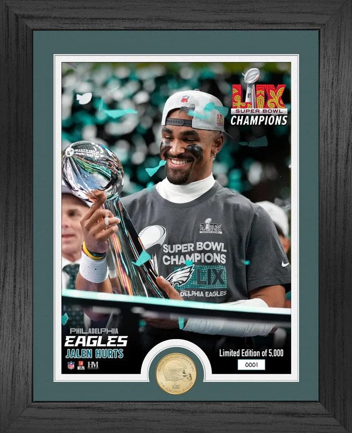 Dynasty Sports & Framing Framed Football Photos Jalen Hurts Philadelphia Eagles Super Bowl LIX MVP Bronze Coin Photo Mint