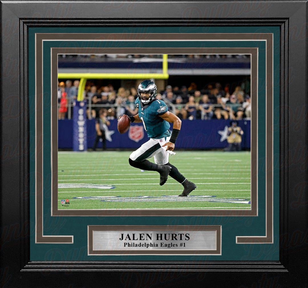 Dynasty Sports & Framing Framed Football Photos Jalen Hurts Running Action Philadelphia Eagles 11" x 14" Framed Football Photo