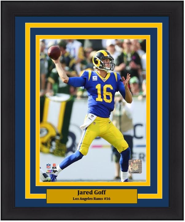Dynasty Sports & Framing Framed Football Photos Jared Goff in Action Los Angeles Rams NFL Football 8" x 10" Framed and Matted Photo