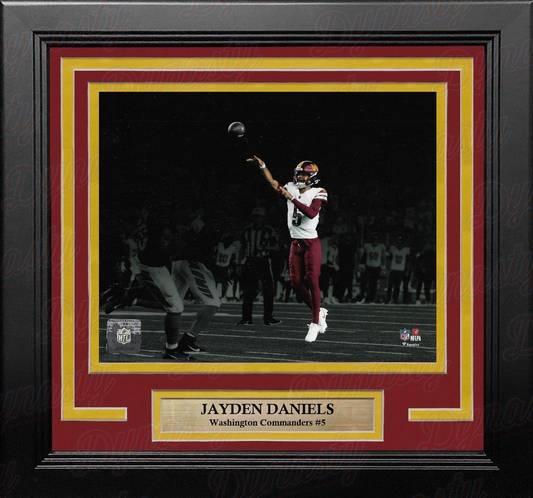 Dynasty Sports & Framing Framed Football Photos Jayden Daniels Blackout Action Washington Commanders 8" x 10" Framed Football Photo