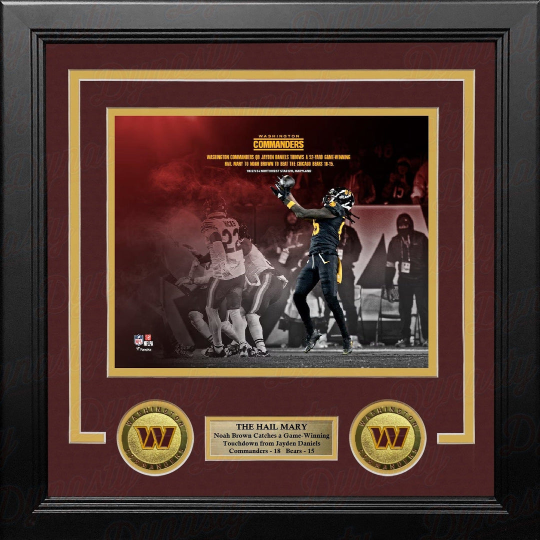 Dynasty Sports & Framing Framed Football Photos Jayden Daniels & Noah Brown Hail Mary Touchdown Washington Commanders 8" x 10" Framed Football Photo