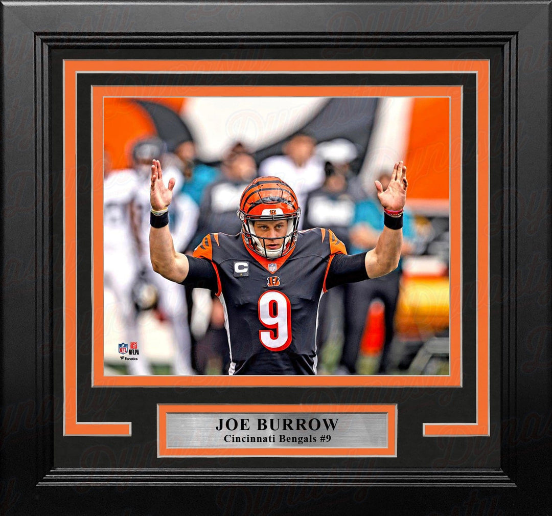Dynasty Sports & Framing Framed Football Photos Joe Burrow Arms Up Cincinnati Bengals 8" x 10" Framed Football Photo