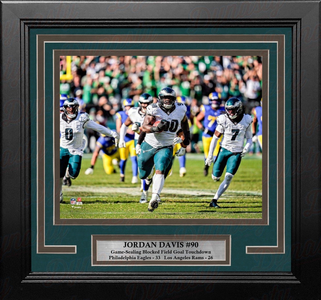 Dynasty Sports & Framing Framed Football Photos Jordan Davis Blocked Field Goal Touchdown Philadelphia Eagles 8" x 10" Framed Football Photo