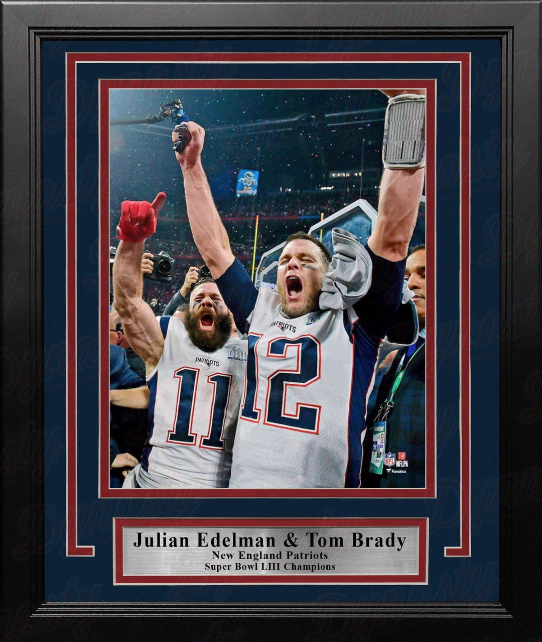 Dynasty Sports & Framing Framed Football Photos Julian Edelman & Tom Brady Super Bowl LIII New England Patriots 8" x 10" Framed Football Photo