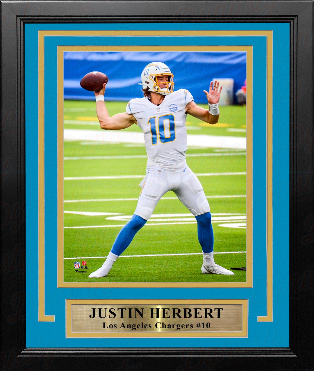 Dynasty Sports & Framing Framed Football Photos Justin Herbert in Action Los Angeles Chargers 8" x 10" Framed Football Photo