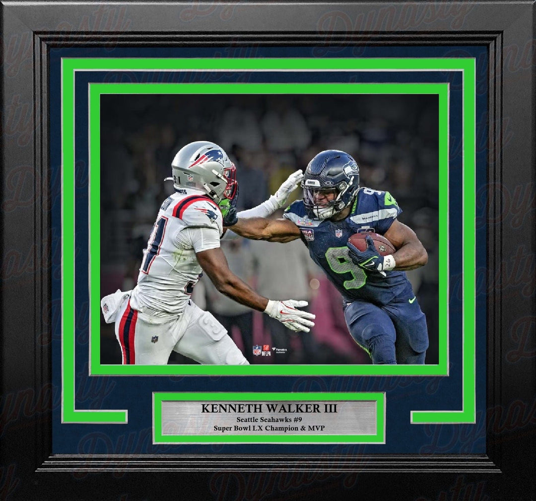 Dynasty Sports & Framing Framed Football Photos Kenneth Walker Super Bowl LX Stiff-Arm Seattle Seahawks 8" x 10" Framed Football Photo