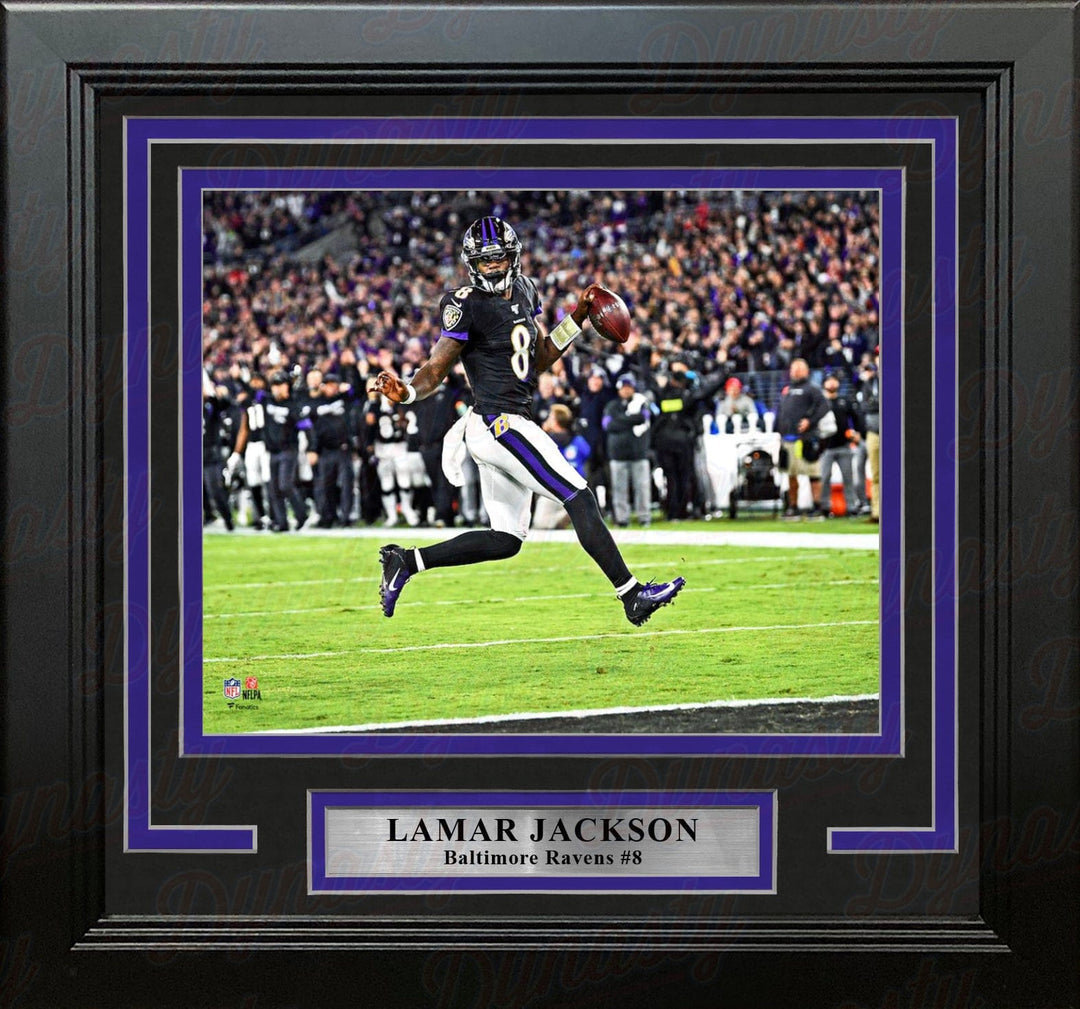 Dynasty Sports & Framing Framed Football Photos Lamar Jackson High-Stepping Touchdown Baltimore Ravens 8" x 10" Framed Football Photo