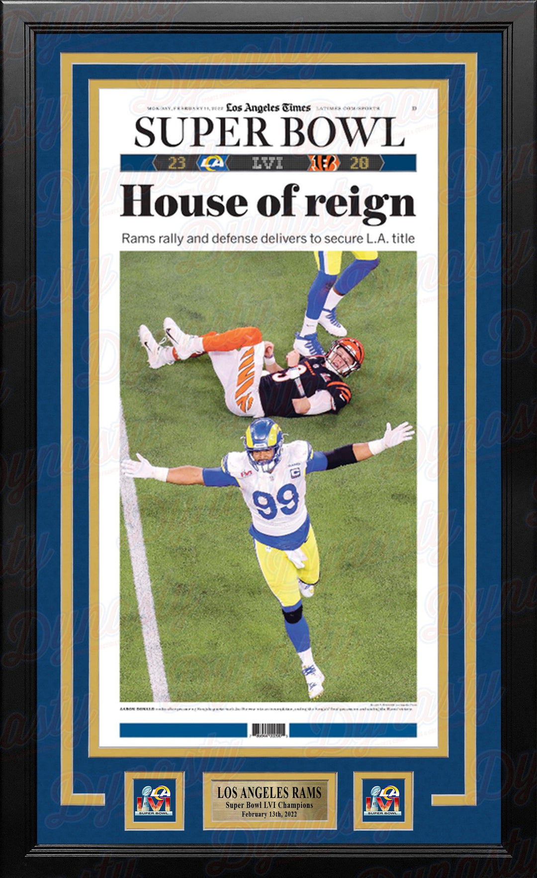 Dynasty Sports & Framing Framed Football Photos Los Angeles Times Rams Super Bowl LVI Champions Framed House of Reign Newspaper