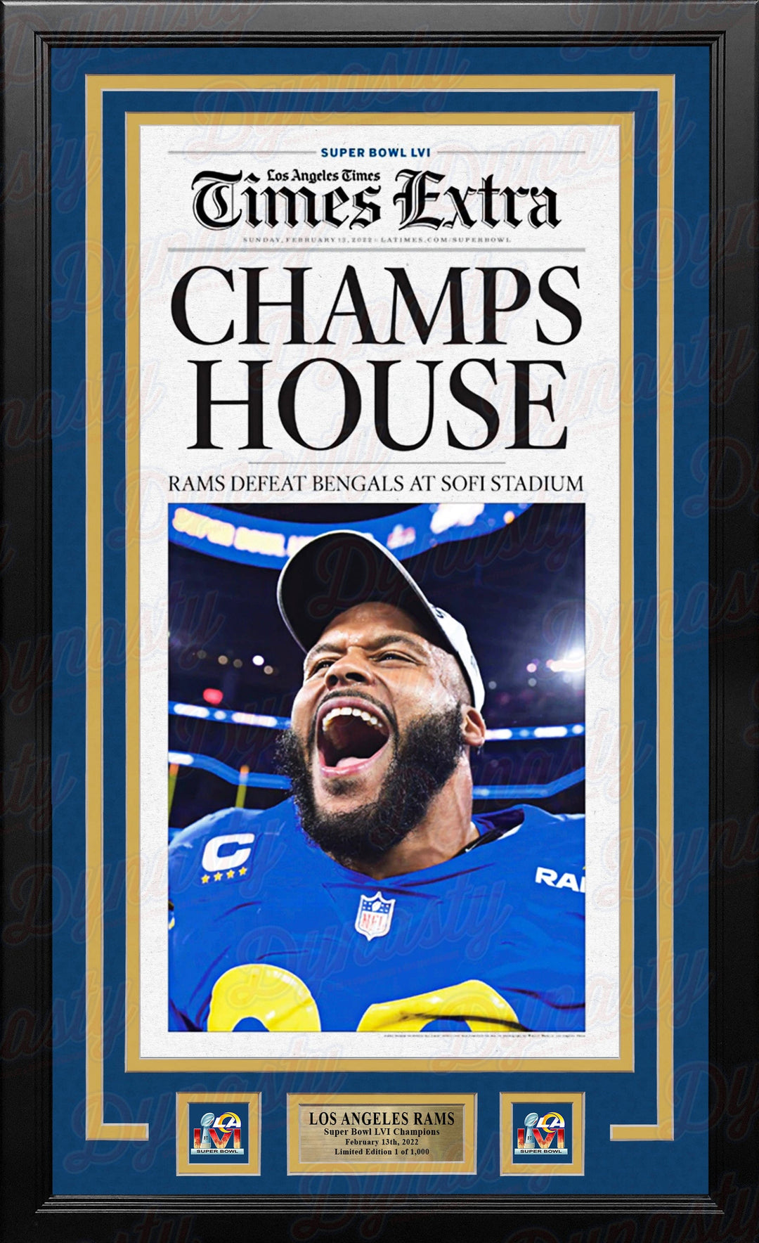 Dynasty Sports & Framing Framed Football Photos Los Angeles Times Rams Super Bowl LVI Champions Framed Player Newspaper