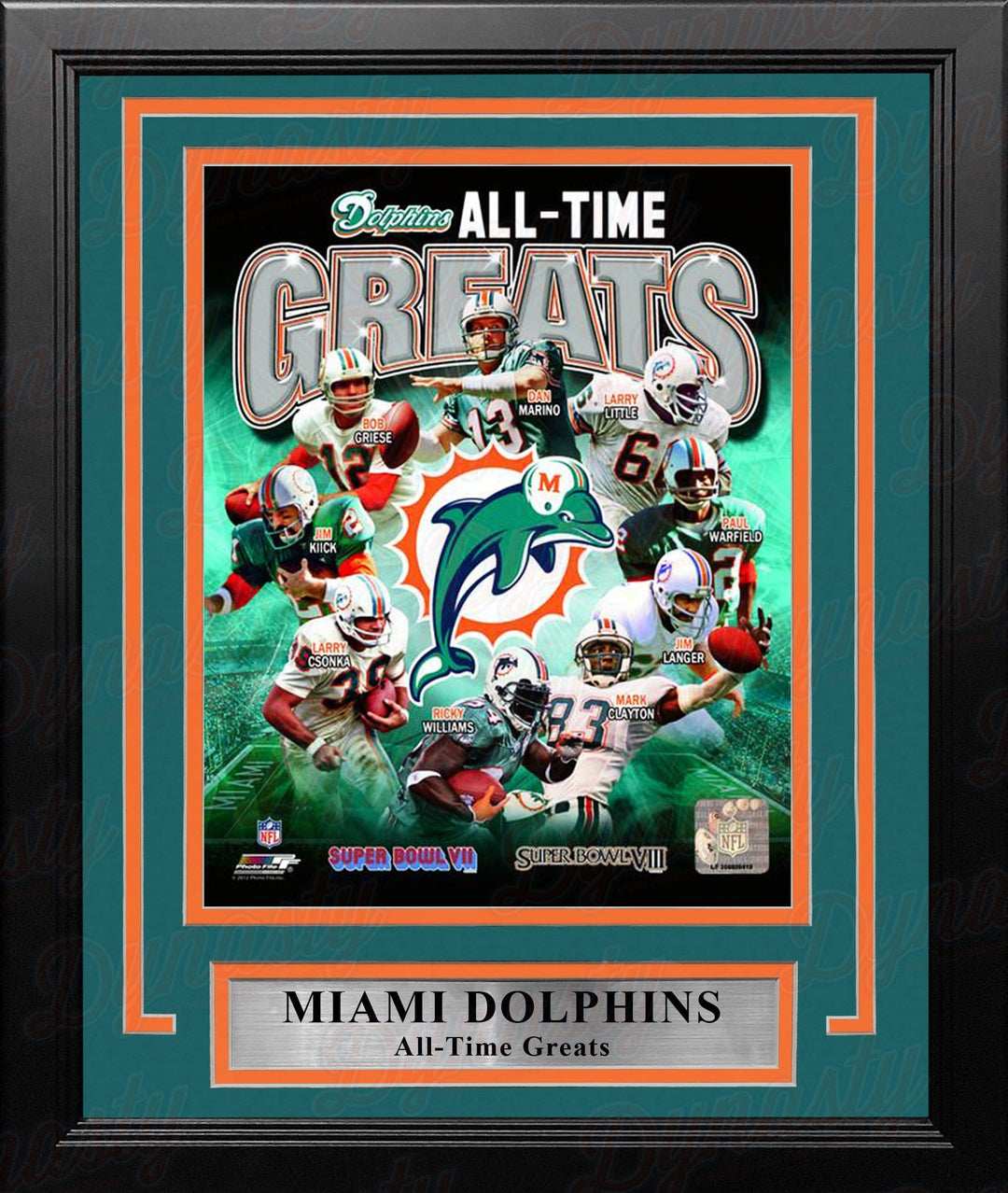 Dynasty Sports & Framing Framed Football Photos Miami Dolphins All-Time Greats 8" x 10" Framed Football Photo