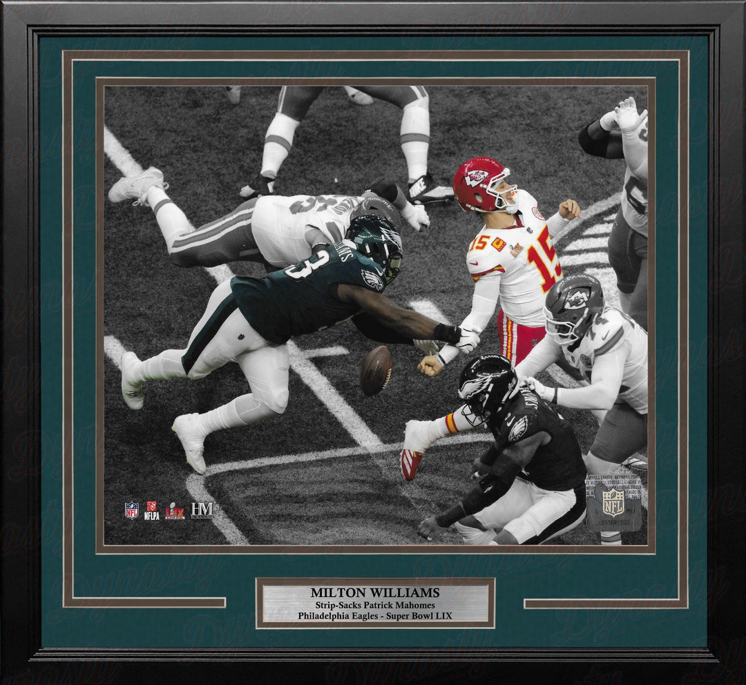 Dynasty Sports & Framing Framed Football Photos Milton Williams Sacks Mahomes Philadelphia Eagles 11" x 14" Super Bowl LIX Framed Football Photo