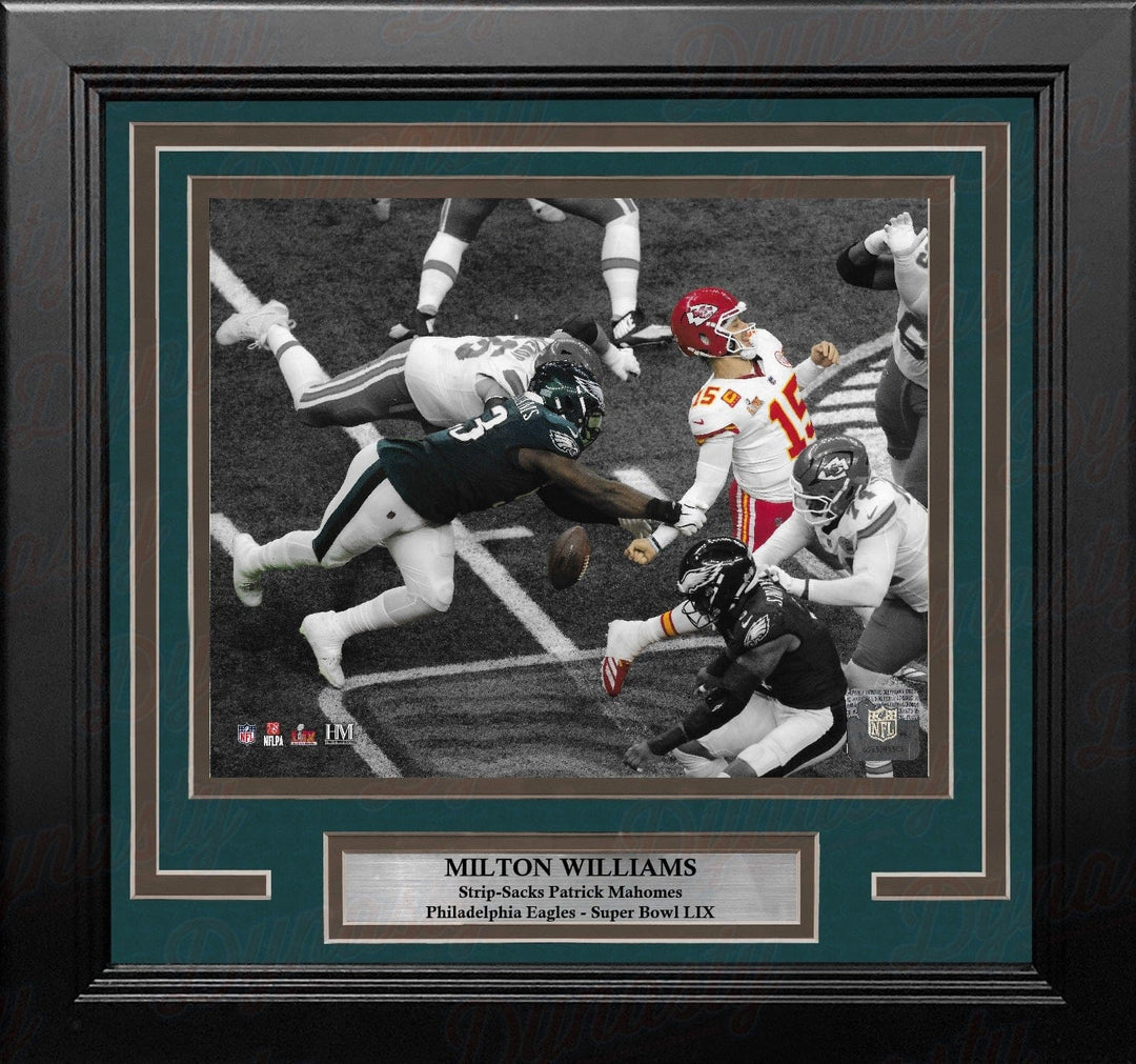 Dynasty Sports & Framing Framed Football Photos Milton Williams Sacks Mahomes Philadelphia Eagles 8" x 10" Super Bowl LIX Framed Football Photo