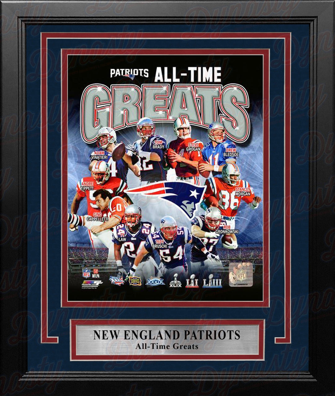 Dynasty Sports & Framing Framed Football Photos New England Patriots All-Time Greats NFL Football 8" x 10" Framed and Matted Photo