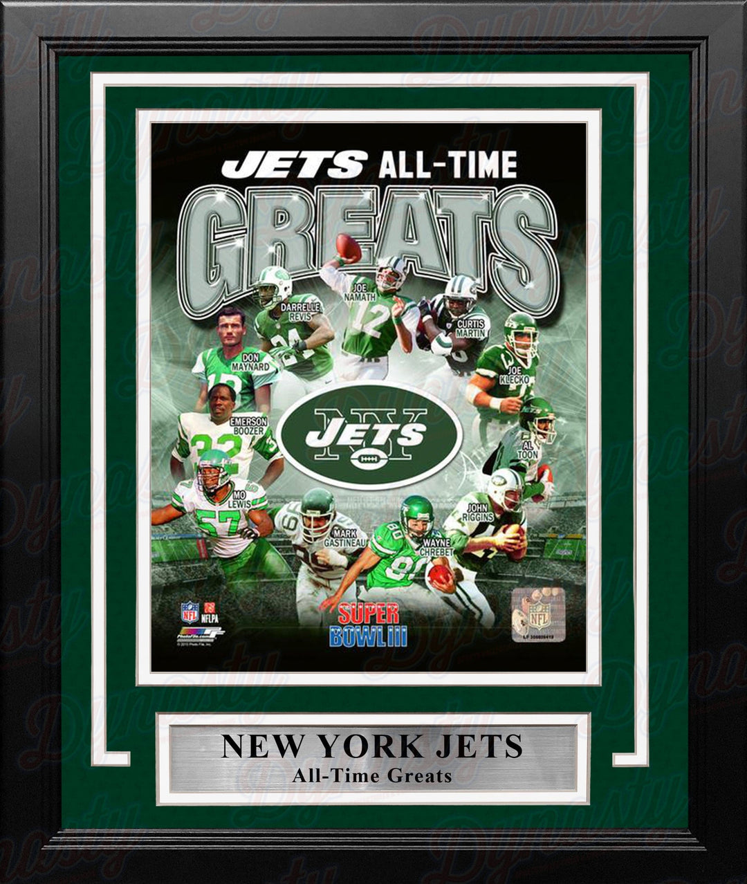 Dynasty Sports & Framing Framed Football Photos New York Jets All-Time Greats 8" x 10" Framed Football Photo