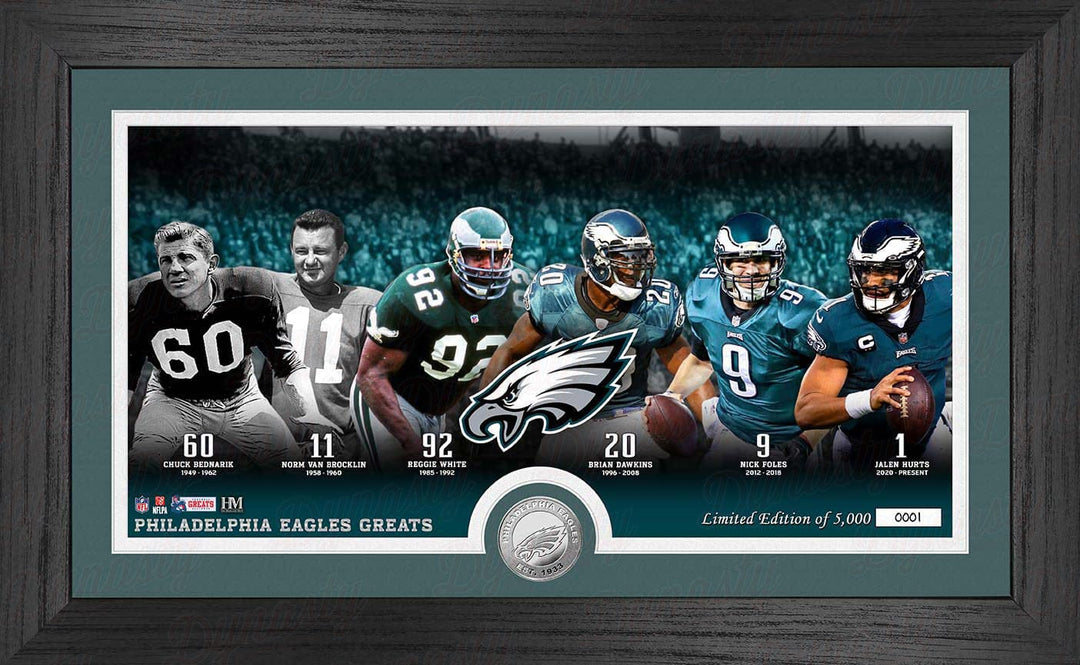 Dynasty Sports & Framing Framed Football Photos Philadelphia Eagles All-Time Greats 12x20 Highland Mint Silver Coin Framed Photo - Limited to 5,000