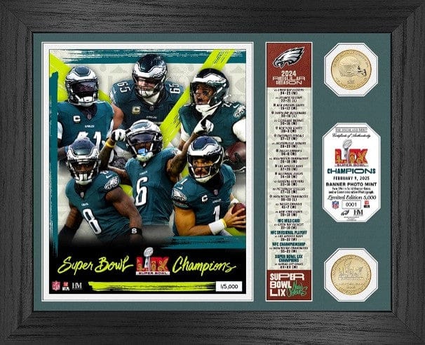 Dynasty Sports & Framing Framed Football Photos Philadelphia Eagles Super Bowl LIX Champions Bronze Coin Banner Photo Mint