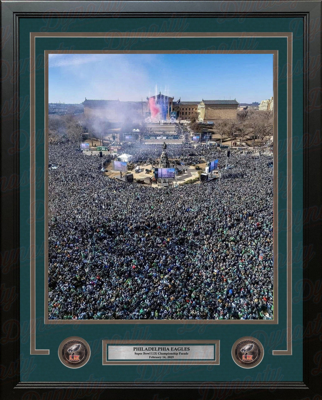 Dynasty Sports & Framing Framed Football Photos Philadelphia Eagles Super Bowl LIX Champions Parade at the Art Museum 16x20 Framed Football Photo