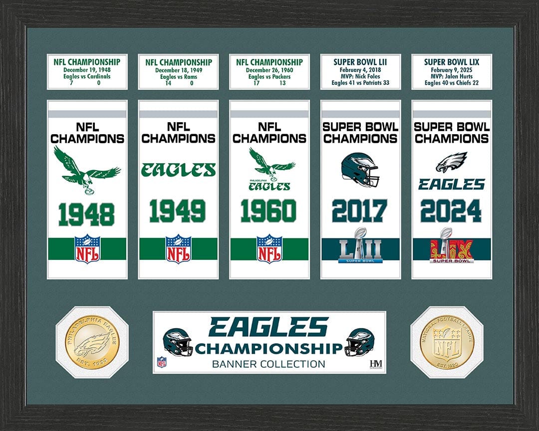 Dynasty Sports & Framing Framed Football Photos Philadelphia Eagles The Highlant Mint 5x World Champions Commemorative Banner Collection