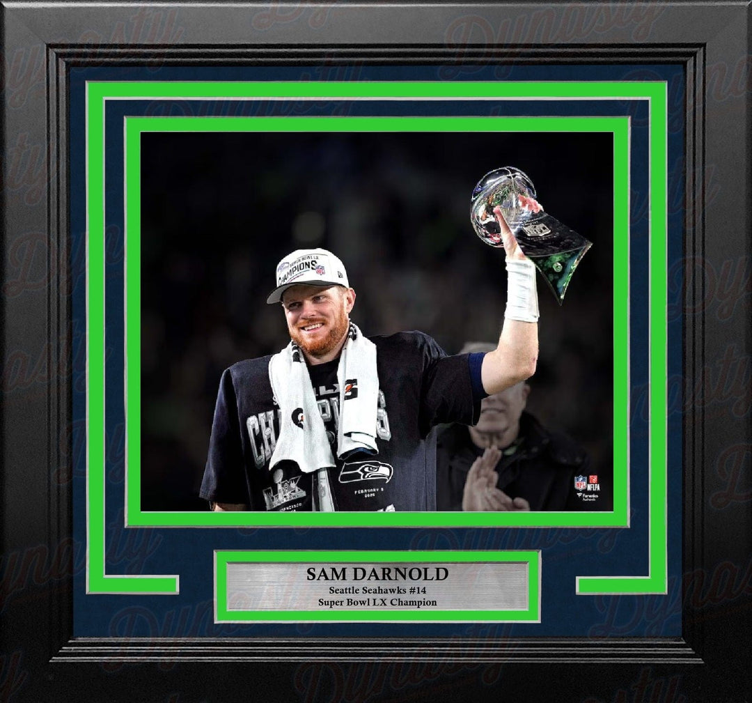 Dynasty Sports & Framing Framed Football Photos Sam Darnold Super Bowl LX Lombardi Trophy Seattle Seahawks 8" x 10" Framed Football Photo