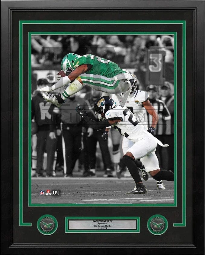 Dynasty Sports & Framing Framed Football Photos Saquon Barkley Reverse Hurdle Philadelphia Eagles 11" x 14" Framed Football Photo