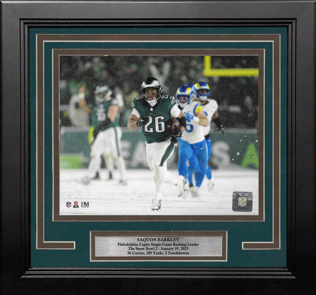 Dynasty Sports & Framing Framed Football Photos Saquon Barkley Snow Bowl Action Philadelphia Eagles 8" x 10" Framed Football Photo