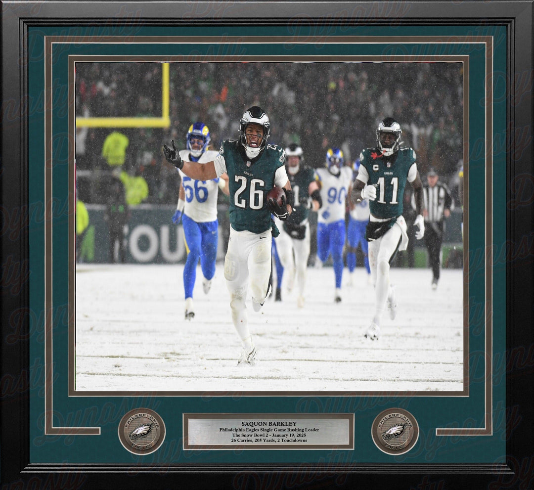 Dynasty Sports & Framing Framed Football Photos Saquon Barkley Snow Bowl Celebration Philadelphia Eagles 11" x 14" Framed Football Photo