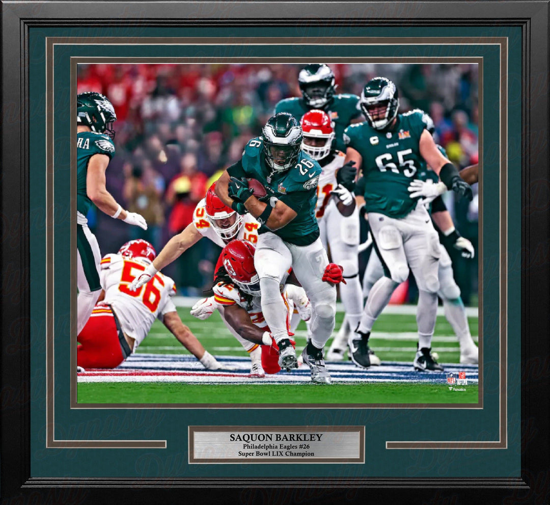 Dynasty Sports & Framing Framed Football Photos Saquon Barkley Super Bowl LIX Action Philadelphia Eagles 11" x 14" Framed Football Photo