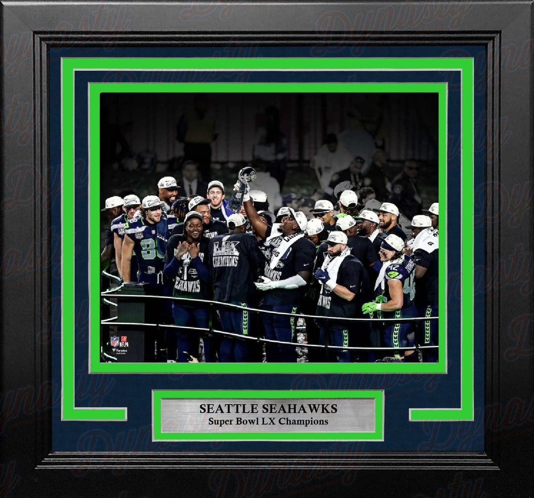 Dynasty Sports & Framing Framed Football Photos Seattle Seahawks Super Bowl LX Champions Trophy Celebration 8" x 10" Framed Football Photo
