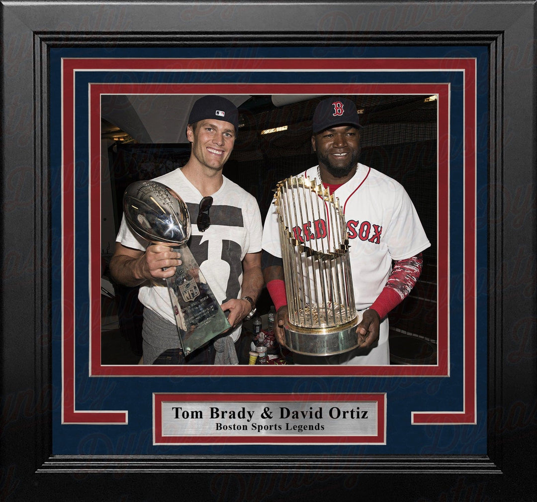 Dynasty Sports & Framing Framed Football Photos Tom Brady & David Ortiz 8" x 10" Framed Championship Trophy Photo