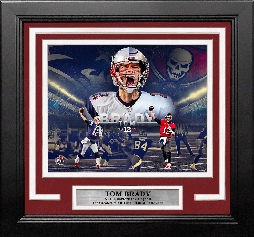 Dynasty Sports & Framing Framed Football Photos Tom Brady New England Patriots & Tampa Bay Buccaneers 8" x 10" Framed Collage Football Photo