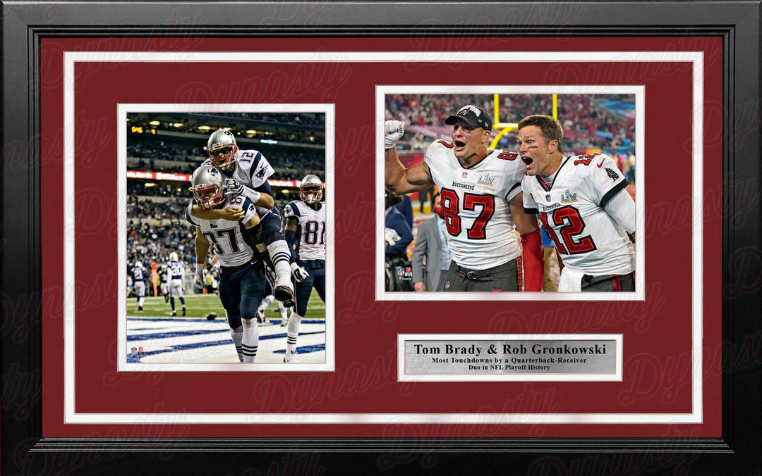 Dynasty Sports & Framing Framed Football Photos Tom Brady & Rob Gronkowski Greatest Postseason Quarterback-Receiver Duo Framed Photo Collage