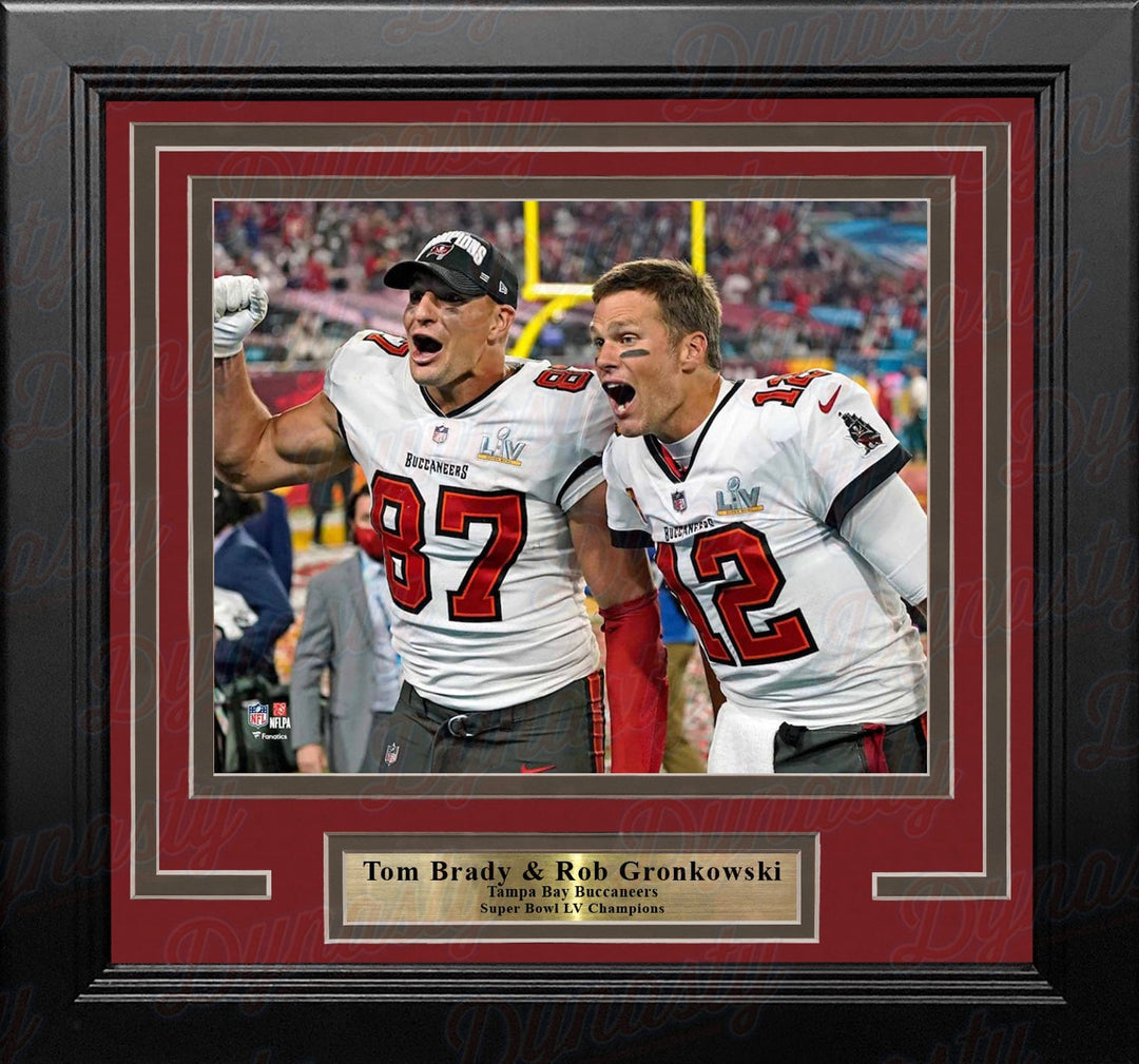 Dynasty Sports & Framing Framed Football Photos Tom Brady & Rob Gronkowski Super Bowl LV Champions Tampa Bay Buccaneers 8x10 Framed Football Photo