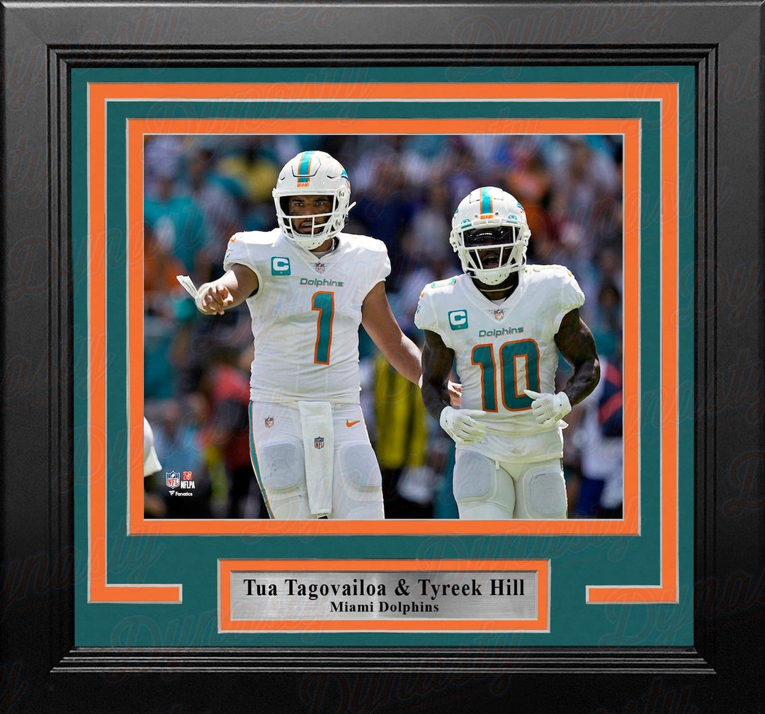 Dynasty Sports & Framing Framed Football Photos Tua Tagovailoa & Tyreek Hill Miami Dolphins 8" x 10" Framed Football Photo