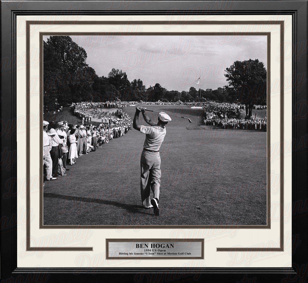 Dynasty Sports & Framing Framed Golf Photos 11x14 Framed Photo Ben Hogan 1-Iron Shot at the 1950 US Open at Merion Framed Golf Photo