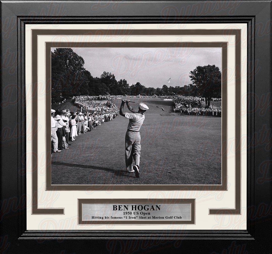 Dynasty Sports & Framing Framed Golf Photos 8x10 Framed Photo Ben Hogan 1-Iron Shot at the 1950 US Open at Merion Framed Golf Photo