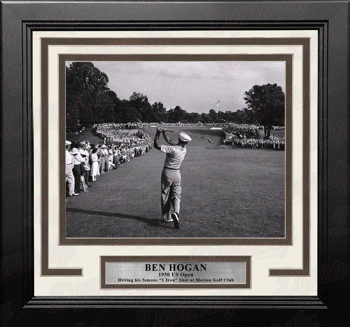 Dynasty Sports & Framing Framed Golf Photos 8x10 Framed Photo Ben Hogan 1-Iron Shot at the 1950 US Open at Merion Framed Golf Photo