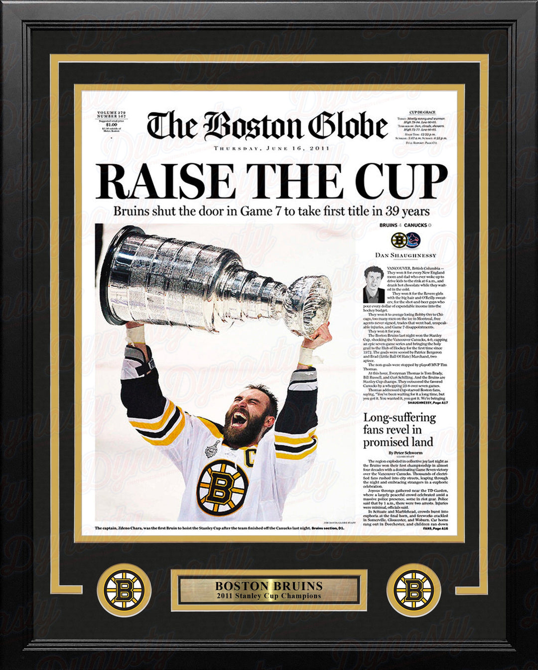 Dynasty Sports & Framing Framed Hockey Photos 11x14 Framed Photo Boston Bruins 2011 Stanley Cup Champions Framed Boston Globe Photo