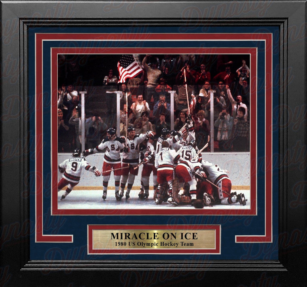 Dynasty Sports & Framing Framed Hockey Photos 8x10 Framed Photo 1980 USA Miracle on Ice Olympic Hockey Framed & Matted Photo